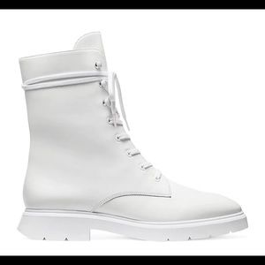 Stuart Weitzman McKenzee Combat Boots White 8.5